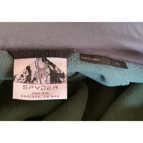 Spyder Full-Zip Mens Green Textured Fleece Jacket Neon Accents & Pockets Size XL - Picture 8 of 8